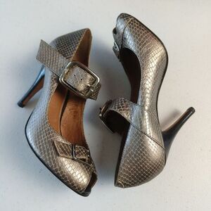 Corso Como Women's Shoes Size 6‎ Snakeskin Print Heels Open Toes Leather